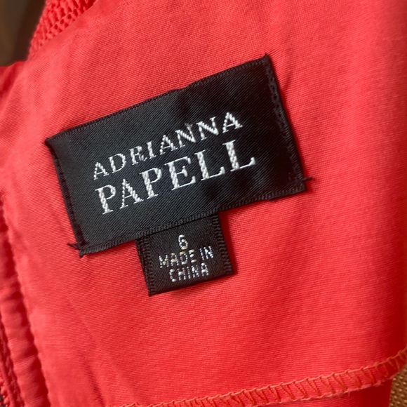 ❌SOLD❌ ADRIANNA PAPELL LACE OVERLAY DRESS SIZE 6 CORAL PINK - Picture 5 of 7